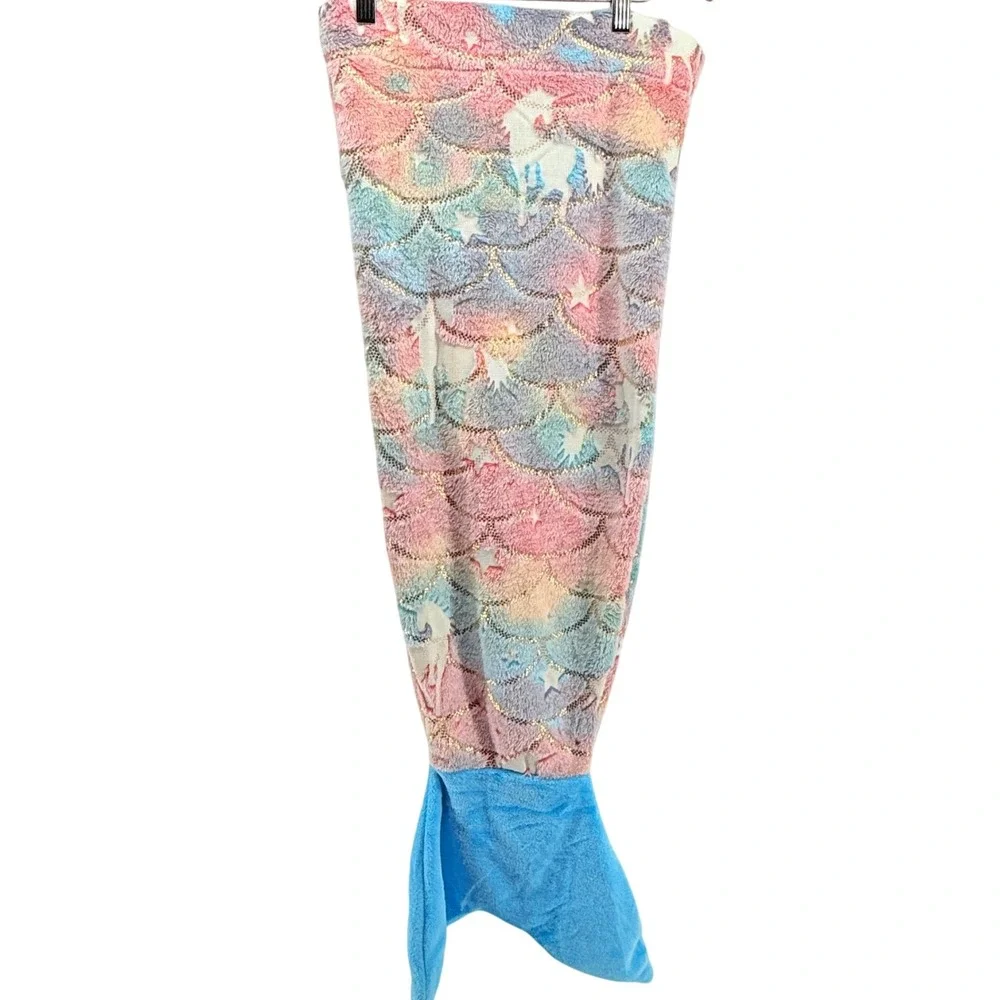 Mermaid Tail Blanket Unicorn Pastel Plush Cozy Blanket